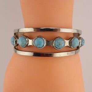 Vintage Mexico Sterling and Turquoise Cuff Bracelet
